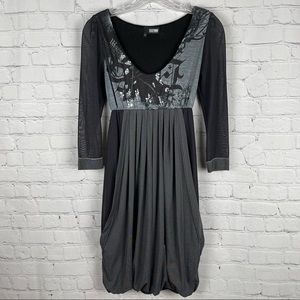 2026 DEUX MILLE VINGT SIX unique long sleeve babydoll dress Paris French, size S